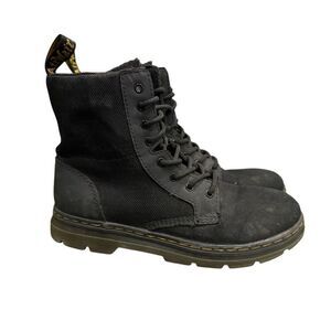 Doc Martens Dr Combs J AW004 Black Combat Boots Canvas Zip Size Men's 4 Womens 5